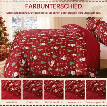 Комплект новорічної постільної білизни WONGS BEDDING з Санта-Клаусом, м'яка мікрофібра, 2 предмети (підковдра 135x200 см, наволочка 80x80 см), червоний