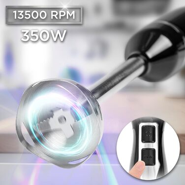 Занурювальний блендер Duronic HB35C, 350Вт, нерж. сталь, з 2 мірними склянками 600мл, ергономічний, для дитячого харчування, супів, смузі, пюре, соусів