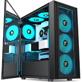 Ігровий корпус для ПК FOIFKIN K11 ATX Mid-Tower, чорний, з 4 встановленими ARGB вентиляторами PWM