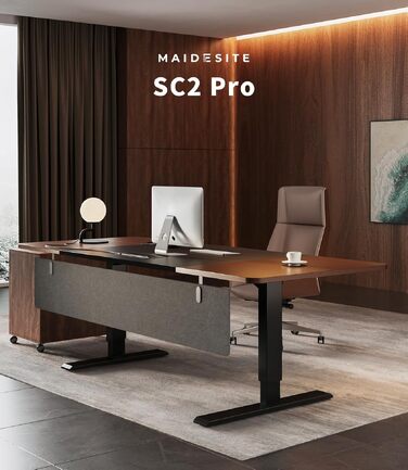 Електричний підйомний стіл MAIDeSITe SC2 Pro 180x80 см, регульований робочий стіл з 2 моторами, 4 пам'яттю та стільницею (Горіх + Чорний каркас)