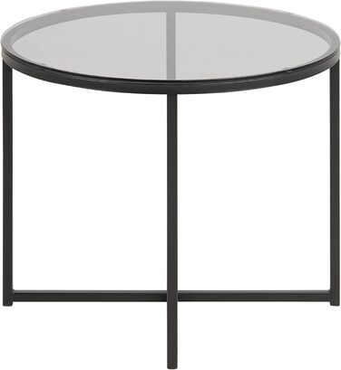 Скляний круглий журнальний столик AC Design Furniture Gurli, 55x55x45 см, прозорий/чорний, метал та скло