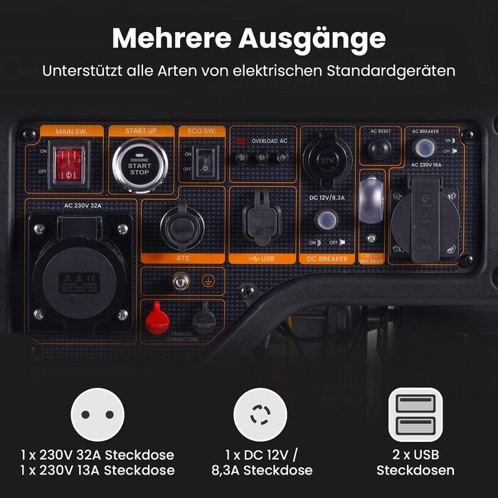 Інверторний бензиновий генератор maXpeedingrods PRO6000 3500Вт, 4-тактний, 223сс, портативний (помаранчевий)