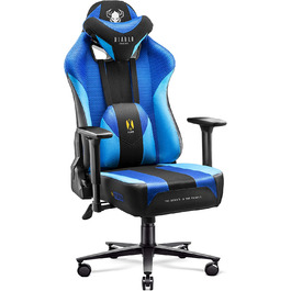 Ігрове крісло Diablo X-Player Frost Black L, тканинне, ергономічне, 3D підлокітники, для офісу і комп'ютера, з подушками для шиї та попереку