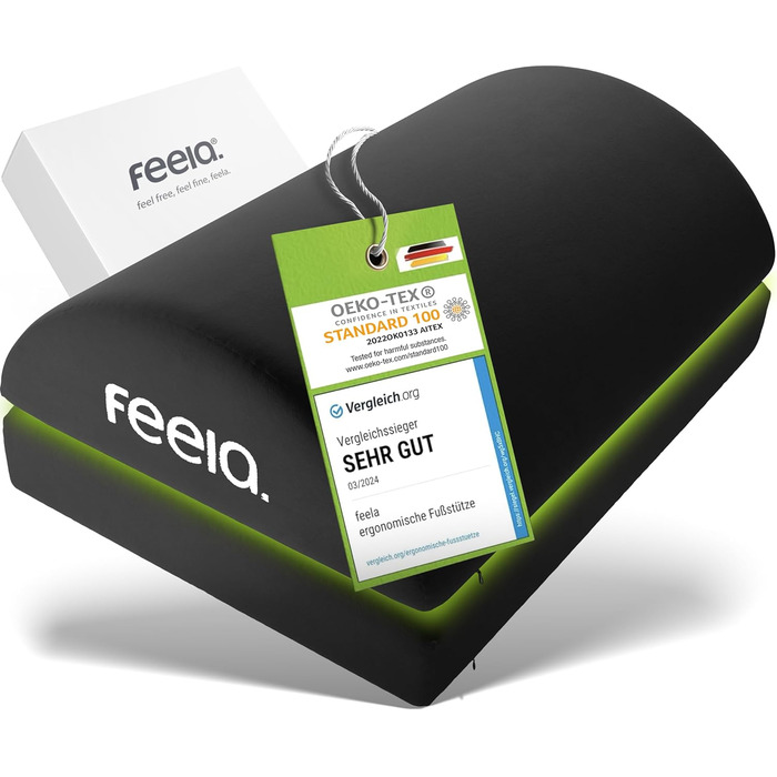 Підставка для ніг під стіл Feela® - ергономічна підставка для ніг, footrest, фотрест для комфорту без підігріву (чорний)