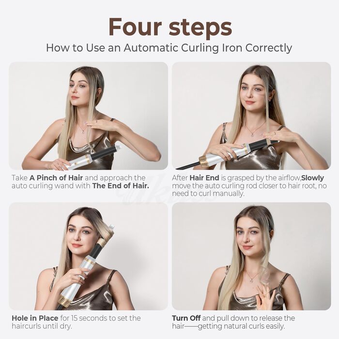 Набір для укладки волосся Hairstyler 5-в-1 з автоматичною плойкою та феном, білий