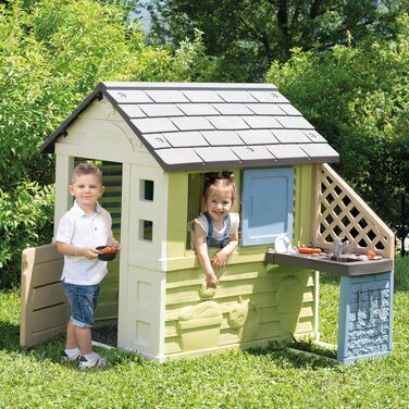 Дитячий будиночок Smoby Life Pretty з кухнею, 110x127x145 см, перероблений пластик, для вулиці, від 2 років