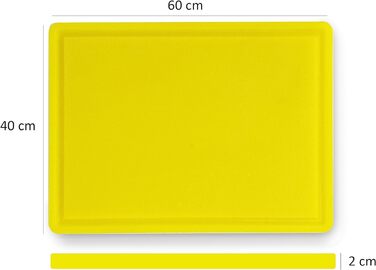 Пластикова обробна дошка Morleos для птиці, жовта, 60x40x2 см, з соковловлювачем, HACCP, підходить для посудомийної машини, стійка до деформацій, не псує ножі