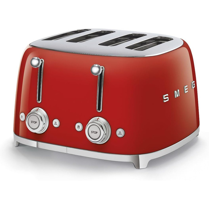 Тостер Smeg TSF03WHEU 4 відділення, червоний: тостування, розморожування, підігрів, 6 рівнів, 2000 Вт