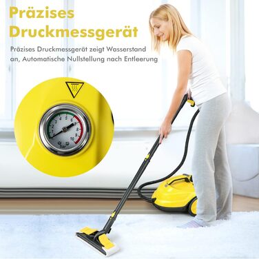 Парова швабра GOPLUS 2000W, 5 бар, 1,8 л, для підлоги та поверхонь, комплект насадок, потужний пароочисник для дому, швидке нагрівання 8 хв, продуктивність 108 м²