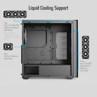 Ігровий корпус AeroCool D502A Mid-Tower, чорний, 4 RGB вентилятори, скляна бічна панель, сітчаста передня панель, підтримка ATX/Micro-ATX/Mini-ITX