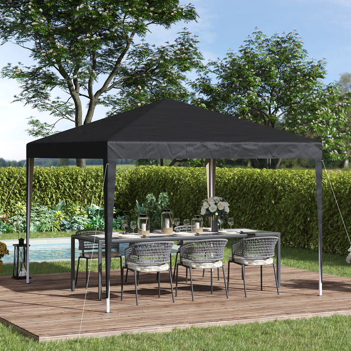 Outsunny Альтанка приблизно 3x3 м, водовідштовхувальна стабільна зимонепроникна розкладна альтанка, захист від ультрафіолету, складний садовий намет Marquee з сумкою, садова альтанка для кемпінгового саду, чорна