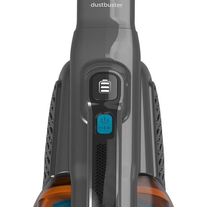 Акумуляторний ручний пилосос BLACK+DECKER BHHV320B, 12В, 25AW, циклонна фільтрація, без мішка, з висувною щілинною насадкою та зарядною станцією, титаново-синій
