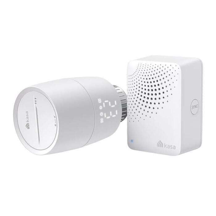 TP-Link Kasa Smart Термостат для радіатора WiFi Starter Kit (Хаб + 1 Термостат), Керування опаленням через додаток Kasa, Геофенсинг, Розпізнавання відкритих вікон, Matter, Сумісність з Alexa