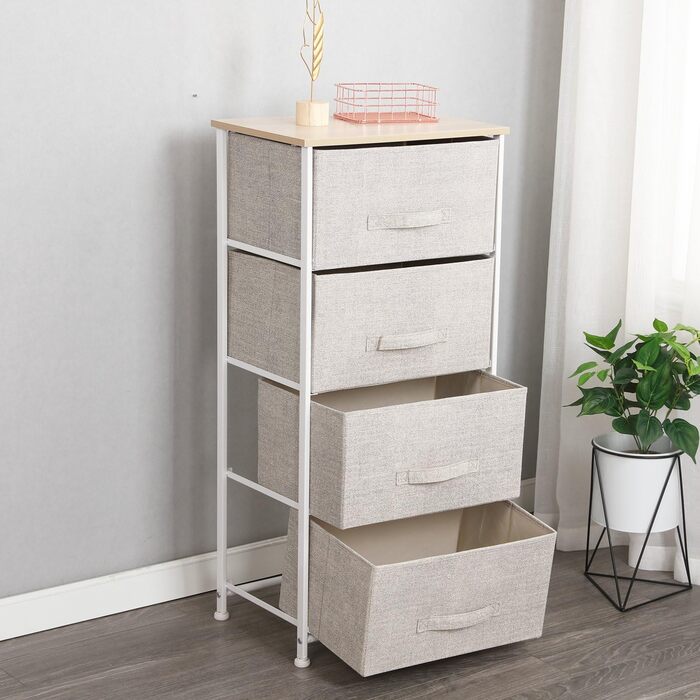 Комод для зберігання sogesfurniture з 4 тканинними ящиками, універсальна шафа-органайзер для коридору, спальні, передпокою, 45x30x94 см, бежевий