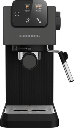 Кавоварка еспресо GRUNDIG KSM 4330 з насадкою для спінювання молока, сенсорним дисплеєм, для меленої кави, знімний резервуар, 1626 Вт, пам’ять, чорна