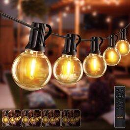 LED гірлянда вулична HeiPard 30м, 53 лампи G40, з пультом, таймером, димером, водонепроникна для саду, тераси, весіль