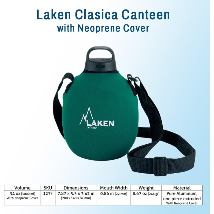 Спортивна пляшка для води Laken 1000 мл, червона (Red 127)