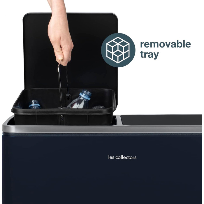 Сміттєвий бак Les Collectionneurs Sensor №1012, 69л, 3 відсіки (47+11+11л), автоматичне відкривання, інфрачервоний датчик, тиха кришка, дизайн (темно-синій)