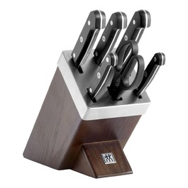 Набір з 5 ножів з ножицями і заточувальним блоком коричневий Gourmet Zwilling