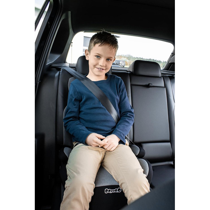Дитяча автопідставка Booboo Safety Madrid, без Isofix, для дітей 125-150 см (15-36 кг), i-Size, чорний/сірий