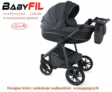 Дитячий візок 2в1 Krasnal BabyFIL, екошкіра + льон
