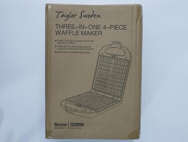 Сендвічниця 3-в-1 Taylor Swoden Bruno, вафельниця, гриль, 1200 Вт, на 4 сендвічі, антипригарне покриття, знімні пластини, обертання на 180°, BPA-free