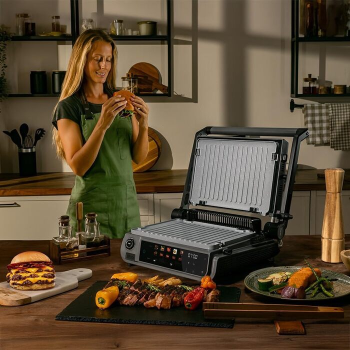 Електричний контактний гриль Cecotec Rock'nGrill 2200 Dual, 2000 Вт, розкладний на 180°, Smash-функція, 29x23 см