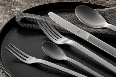 Набір столових приборів ZWILLING Minimale, 68 предметів, для 12 осіб, 18/10 нержавіюча сталь, вінтажний дизайн, молоткова обробка, підходить для посудомийної машини, сріблястий
