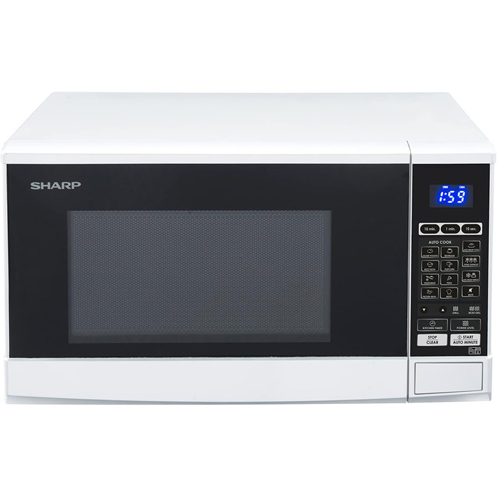 Мікрохвильова піч SHARP R670W 2в1 з грилем, 20 л, 800 Вт, 1000 Вт гриль, 10 режимів, 13 автоматичних програм, таймер, біла