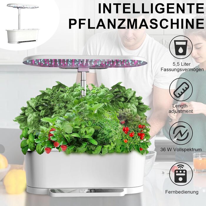 Smart Herb Garden Kit: Гідропонна система для вирощування зелені в приміщенні з LED-підсвіткою та WiFi