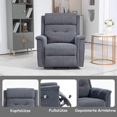 HOMCOM Recliner Електричний реклайнер Функція відкидання Старший реклайнер Бічна сумка Темно-сірий
