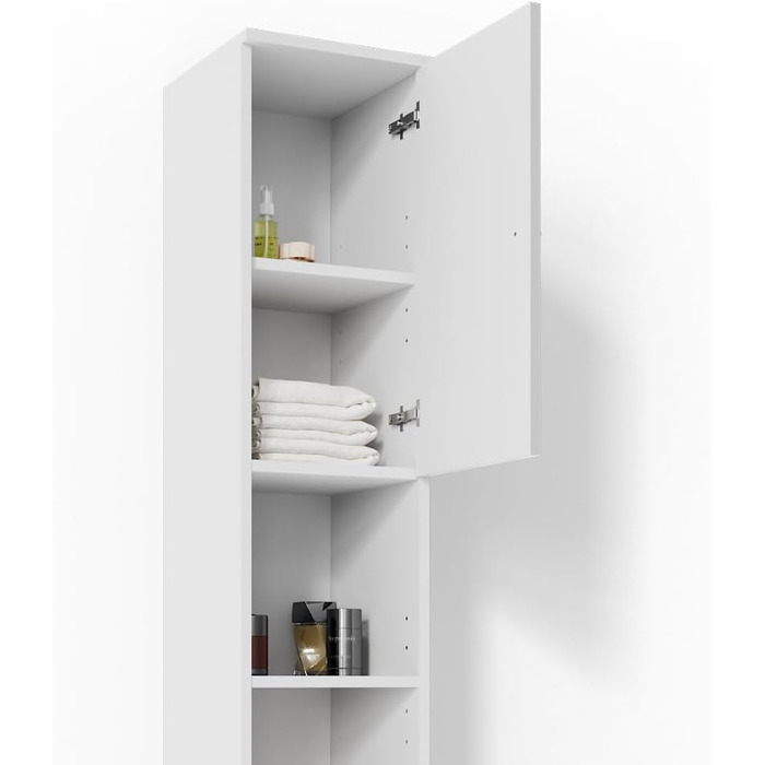 Високий шафа для ванної Vicco Fynn, білий глянець, 30x190 см