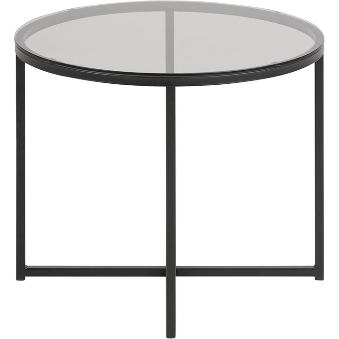 Скляний круглий журнальний столик AC Design Furniture Gurli, 55x55x45 см, прозорий/чорний, метал та скло