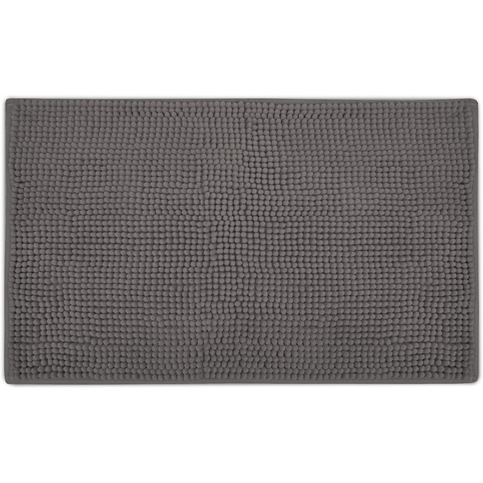 Килимок для ванної Beautissu BeauMare 70x120 см, антрацит, ченіл, нековзний, м'який, праний, для ванної кімнати та душу