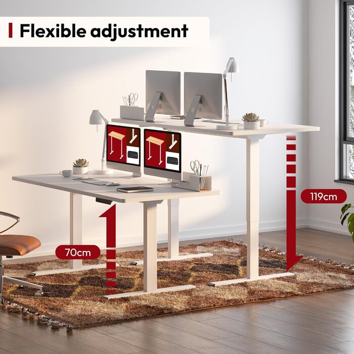 Електричний стіл SANODESK з регулюванням висоти, тиха робота, 120x80 см, ергономічна стільниця, подвійний мотор