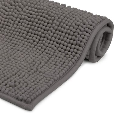Килимок для ванної Beautissu BeauMare 70x120 см, антрацит, ченіл, нековзний, м'який, праний, для ванної кімнати та душу