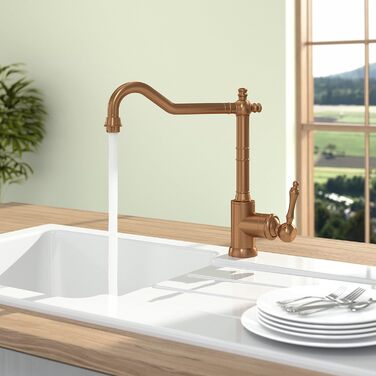 Змішувач кухонний Villeroy & Boch Avia 2.0 бронзовий з керамічним картриджем та поворотом 360° для мийки, високий вилив 235 мм, високий тиск