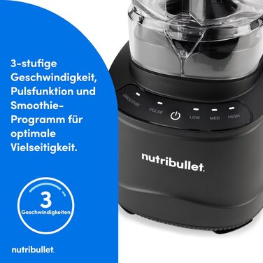Стаціонарний блендер Nutribullet SmartSense Mixer Combo NBF550DG, 1500Вт, з чашею 1.9л та стаканами 700/900мл, 5 швидкостей, пульсаційний режим, чорний