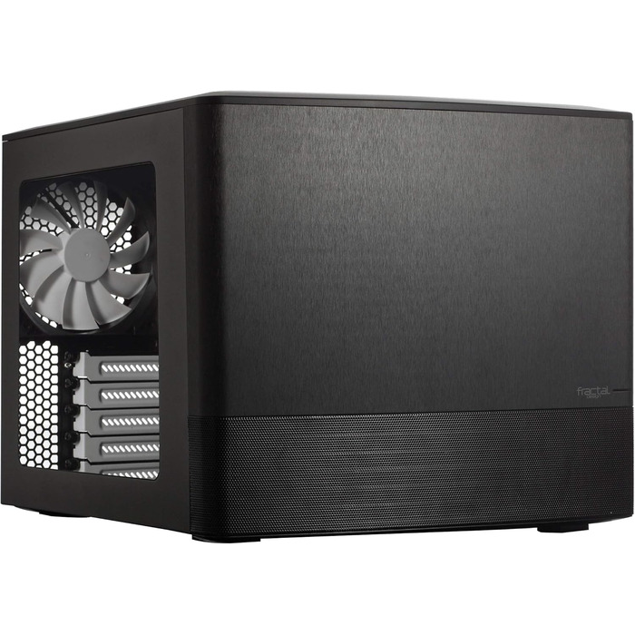 Корпус Fractal Design Node 804 чорний, компактний, для mATX, з високою вентиляцією, модульним інтер'єром, 3 вентилятора Silent R2 120 мм, підтримка водяного охолодження, USB 3.0, бокове вікно