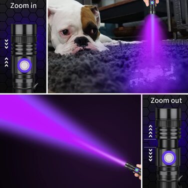 Ультрафіолетовий ліхтарик DARKBEAM 395нм, USB-зарядка, компактний, для виявлення плям тварин, затвердіння смоли, 2 шт.
