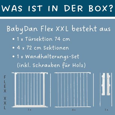 Захисний бар'єр BabyDan Flex L (90-350 см) - дитячий, для тварин, білий. Данія
