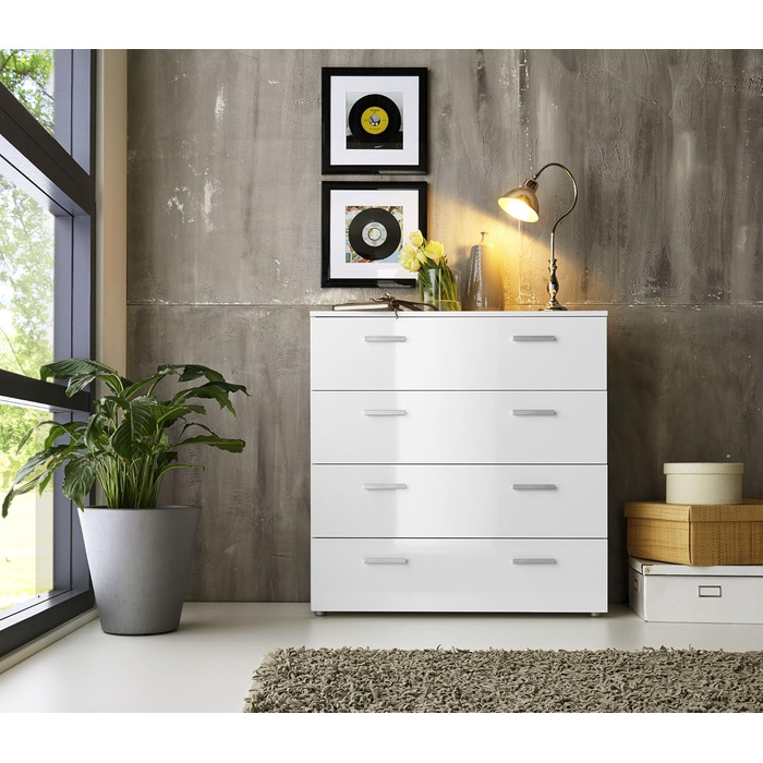Комод BMG Marbella 3 з шухлядами, білий глянець, 91x88x32 см