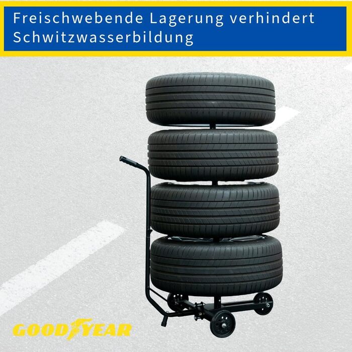 Візок для зберігання коліс Goodyear: 2 рівні, висота регулюється, 120 кг, блакитний