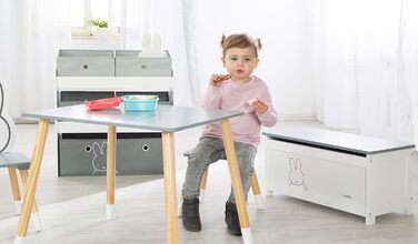 Дитяча іграшкова скриня з дерева roba Miffy, біла скриня-лава зі складаною кришкою і доводчиком для іграшок у дитячу кімнату, для хлопчиків і дівчаток
