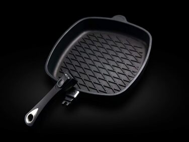 Гусятниця AMT Gastroguss 28x28 см, 5 см, BBQ-дно, знімна ручка, алюмінієва, антипригарне покриття Lotan, не для індукції