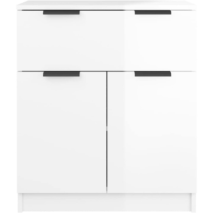 Комод-вітрина vidaXL для вітальні, глянцевий білий, 60x30x70 см, ДСП