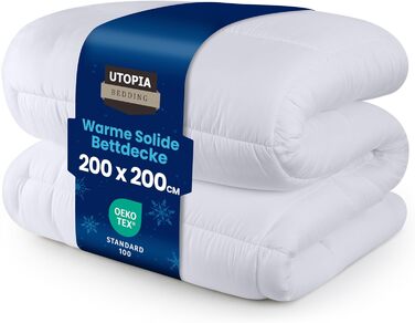 Ковдра Utopia Bedding 200x200 см, всесезонна, 370 GSM, дихаюча, стегане покриття, супер м'яка (біла)