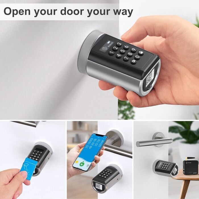 Електронний дверний замок WELOCK PCB41 з кодом, Bluetooth, Wi-Fi, RFID, для вхідних дверей, IP65, стандарт EU, на двері 50-100 мм