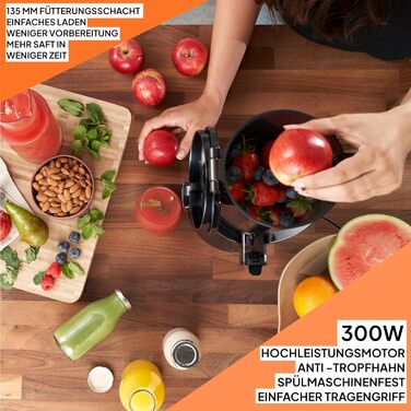 Потужна шнекова соковижималка Fridja F2500 для цільних фруктів, 135 мм завантажувальний отвір, 250 Вт, холодного віджиму, для соку та горіхового молока