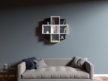 Настінна полиця Homidea Bloom, книжкова, декоративна, сучасний дизайн, біла/чорна, для вітальні
